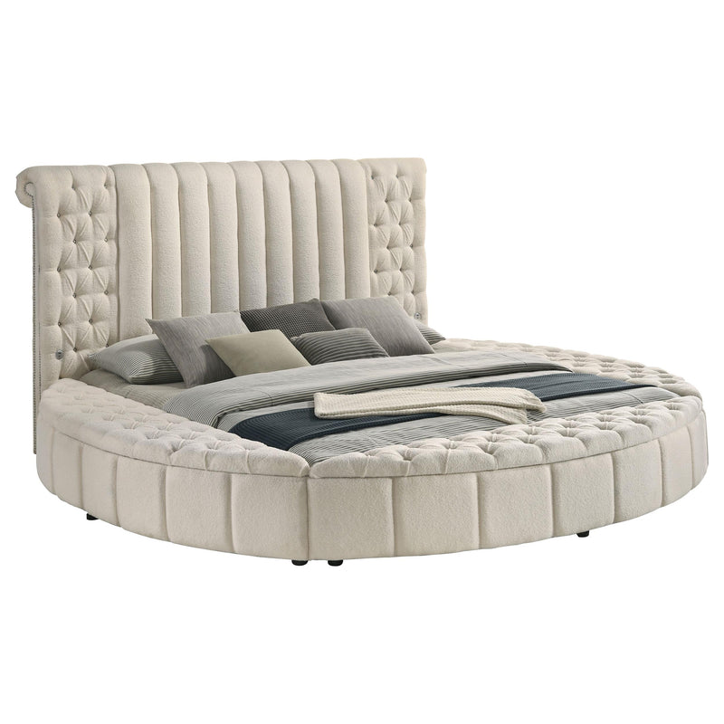 Coaster Furniture Sonya 360111KE Upholstered Eastern King Round Storage Bed - Ivory IMAGE 2