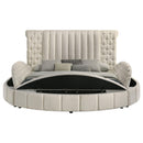  Coaster Furniture Sonya 360111KE Upholstered Eastern King Round Storage Bed - Ivory IMAGE 3