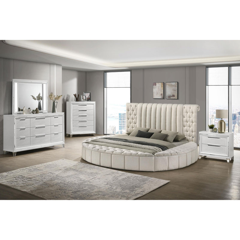  Coaster Furniture Sonya 360111KE Upholstered Eastern King Round Storage Bed - Ivory IMAGE 7
