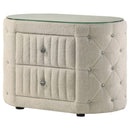  Coaster Furniture Sonya 360112 2-Drawer Upholstered Nightstand Bedside Table - Ivory IMAGE 2