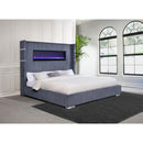  Coaster Furniture Tisdall 306030KE Upholstered Eastern King Flame Visualizer Bed - Grey IMAGE 5