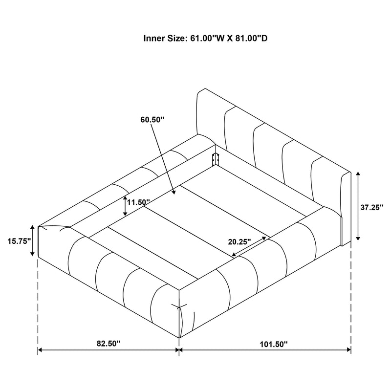 Coaster Furniture Wilshire 315981Q Upholstered Queen Platform Bed - Grey IMAGE 5