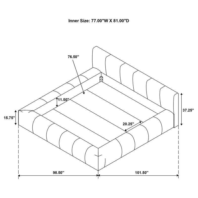  Coaster Furniture Wilshire 315981KE Upholstered Eastern King Platform Bed - Grey IMAGE 7