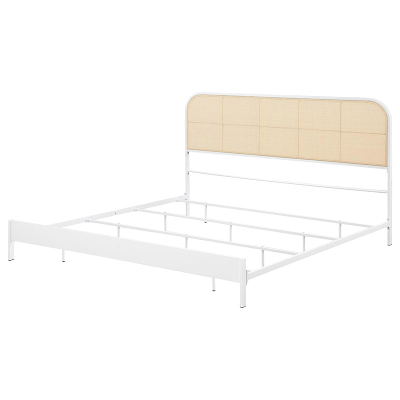  Coaster Furniture Amherst 360301KE Radio Weave Rattan Metal Eastern King Bed - White IMAGE 3