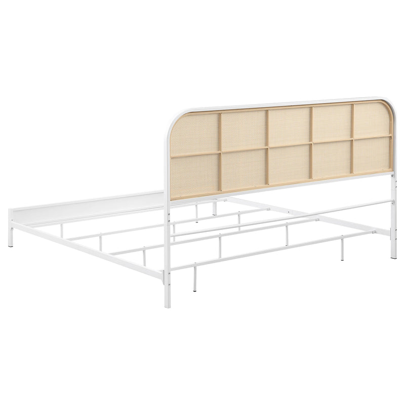  Coaster Furniture Amherst 360301KE Radio Weave Rattan Metal Eastern King Bed - White IMAGE 5