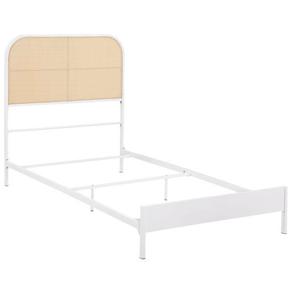  Coaster Furniture Amherst 360301T Radio Weave Rattan Metal Twin Bed - White IMAGE 1