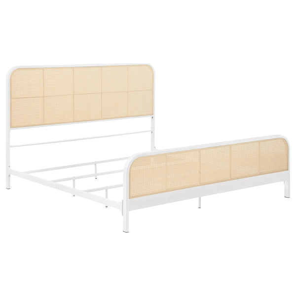  Coaster Furniture Lanewood 360251KE Open Cane Webbing Metal Eastern King Bed - White IMAGE 1