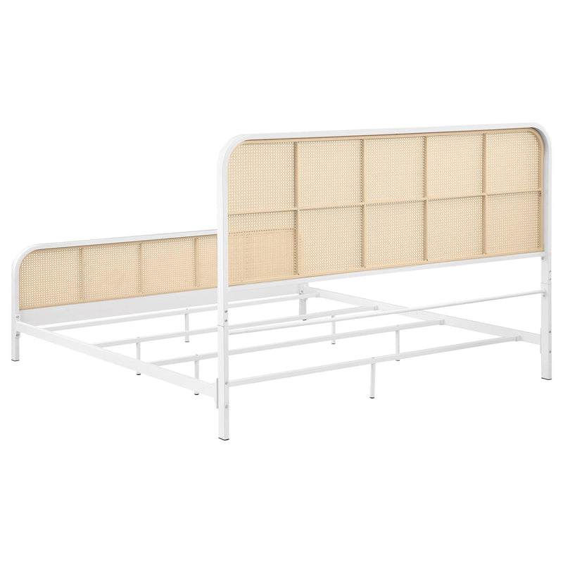  Coaster Furniture Lanewood 360251KE Open Cane Webbing Metal Eastern King Bed - White IMAGE 5
