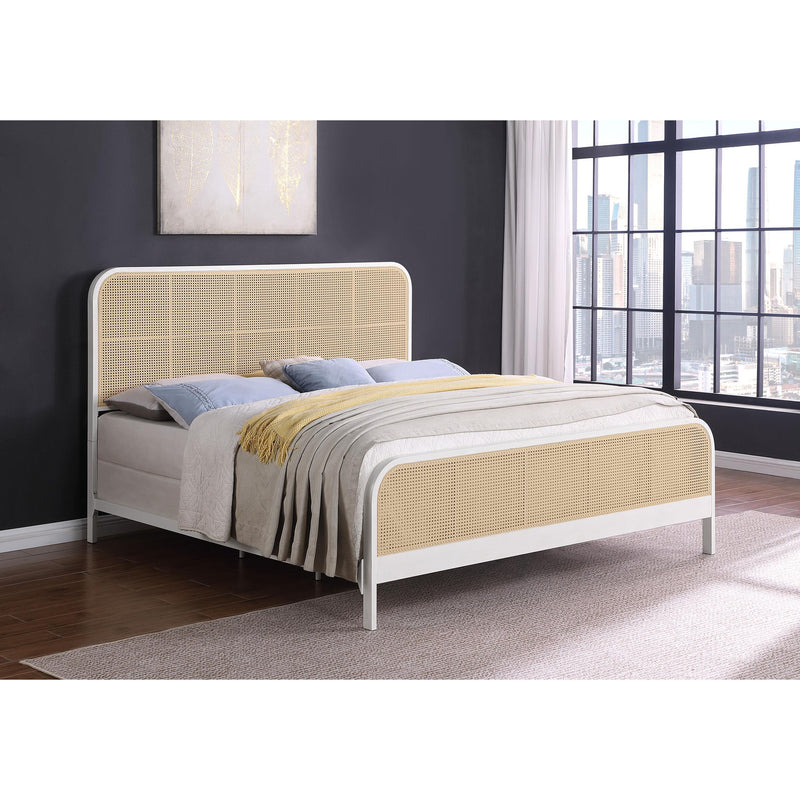  Coaster Furniture Lanewood 360251KE Open Cane Webbing Metal Eastern King Bed - White IMAGE 8