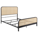  Coaster Furniture Lanewood 360250Q Open Cane Webbing Metal Queen Bed - Black IMAGE 1