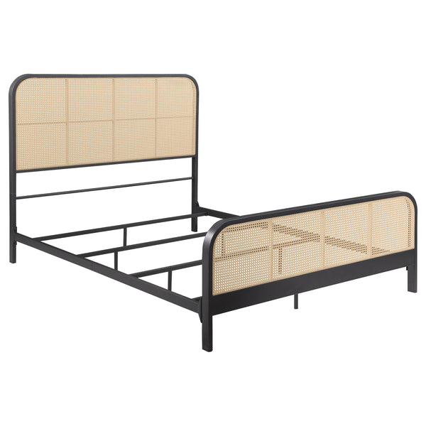  Coaster Furniture Lanewood 360250Q Open Cane Webbing Metal Queen Bed - Black IMAGE 1