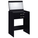  Coaster Furniture Danbury 930209 3-Drawer Makeup Vanity & Stool - Set Black High Gloss IMAGE 5