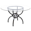  Coaster Furniture Aviano 108291BG Round 48-inch Glass Top Metal Dining Table - Gunmetal IMAGE 1