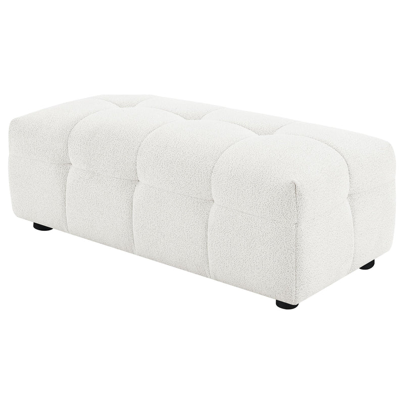  Coaster Furniture Everly 504854 Boucle Upholstered Rectangular Ottoman - Off White IMAGE 3
