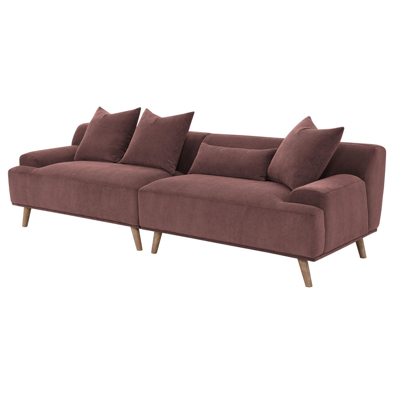  Coaster Furniture Elizabeth 503957 Corduroy Upholstered Extra Long Sofa - Wine Red IMAGE 3
