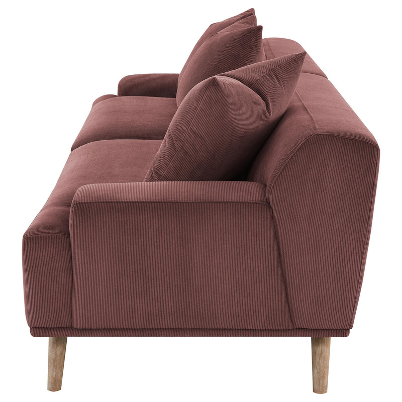  Coaster Furniture Elizabeth 503957 Corduroy Upholstered Extra Long Sofa - Wine Red IMAGE 4
