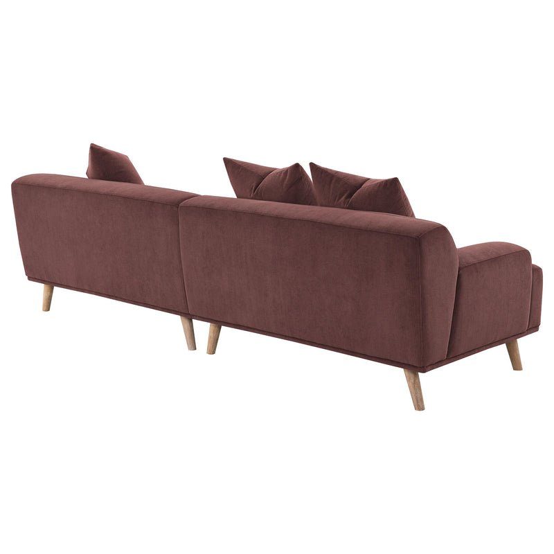  Coaster Furniture Elizabeth 503957 Corduroy Upholstered Extra Long Sofa - Wine Red IMAGE 6