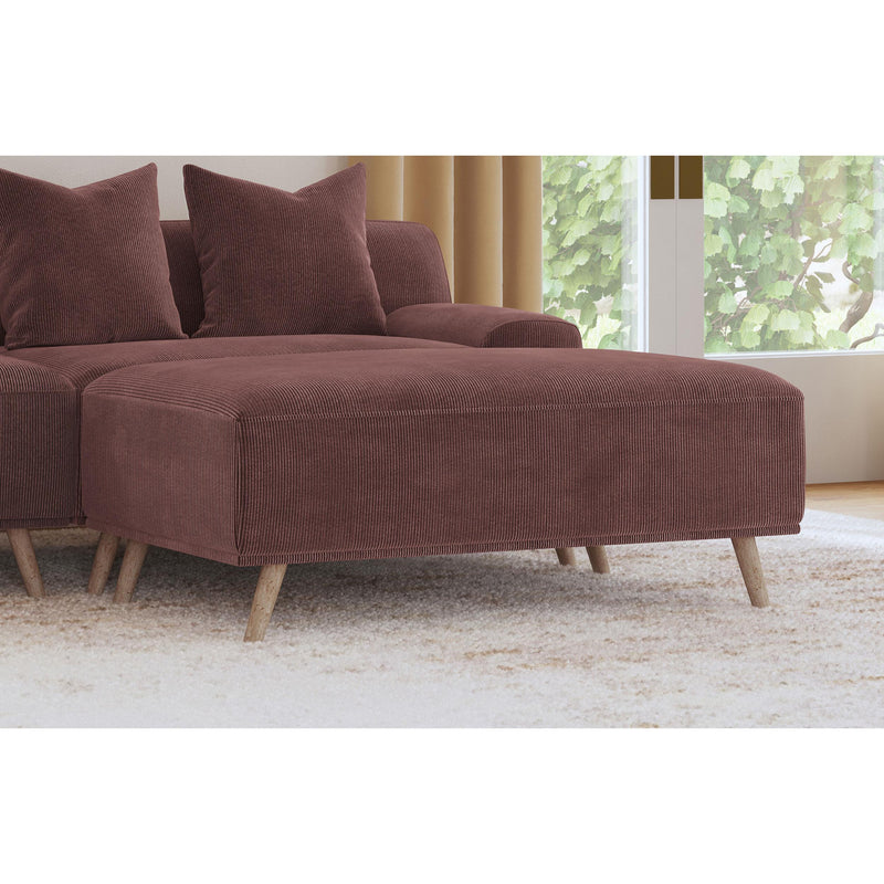  Coaster Furniture Elizabeth 503959 Corduroy Upholstered Ottoman - Wine Red IMAGE 5