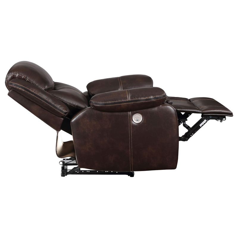  Coaster Furniture Sycamore 610193P Upholstered Power Recliner Chair - Dark Brown IMAGE 5