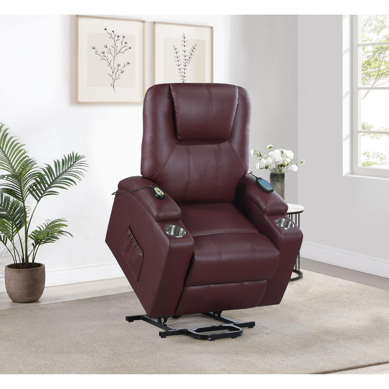  Coaster Furniture Armstrong 609479P Upholstered Power Lift Massage Recliner - Wine IMAGE 10
