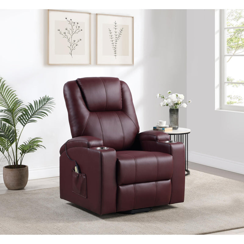  Coaster Furniture Armstrong 609479P Upholstered Power Lift Massage Recliner - Wine IMAGE 8