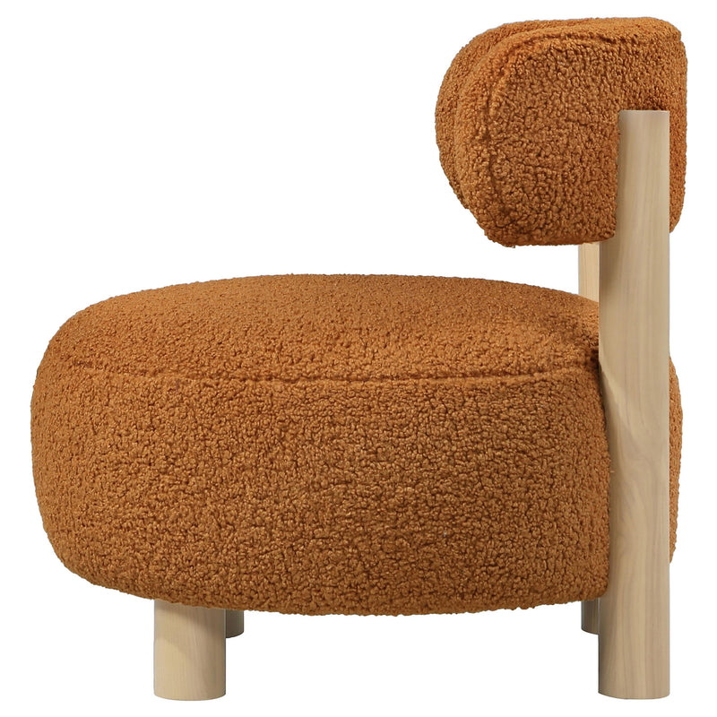  Coaster Furniture Zonie 903167 Boucle Upholstered Barrel Back Accent Chair - Orange IMAGE 4