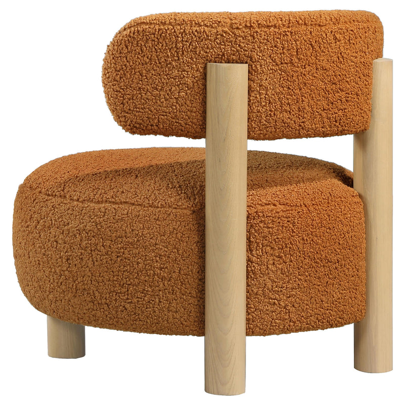  Coaster Furniture Zonie 903167 Boucle Upholstered Barrel Back Accent Chair - Orange IMAGE 5