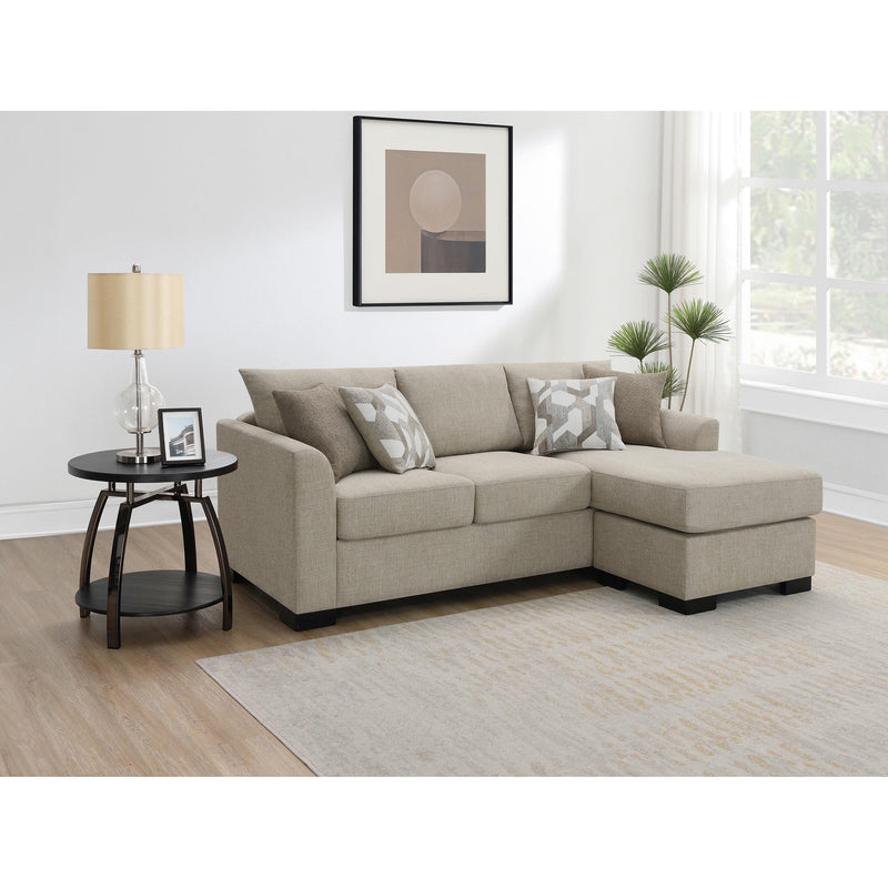  Coaster Furniture Storey 504778 Upholstered Sleeper Sectional Chaise Sofa - Camel IMAGE 14