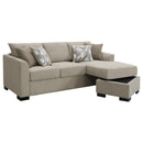  Coaster Furniture Storey 504778 Upholstered Sleeper Sectional Chaise Sofa - Camel IMAGE 2