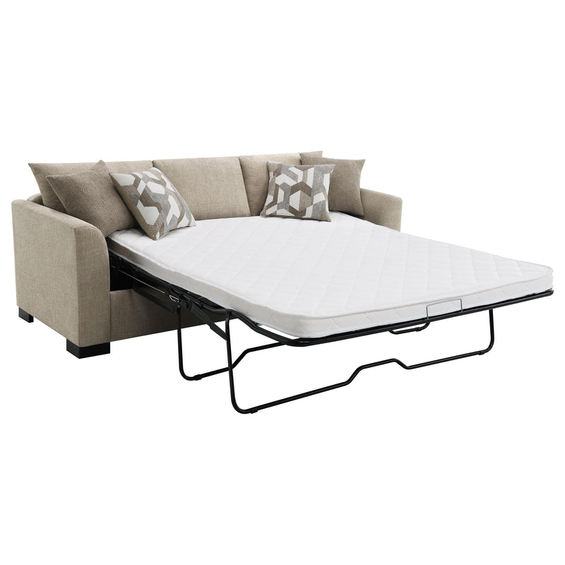  Coaster Furniture Storey 504778 Upholstered Sleeper Sectional Chaise Sofa - Camel IMAGE 3