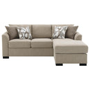  Coaster Furniture Storey 504778 Upholstered Sleeper Sectional Chaise Sofa - Camel IMAGE 7