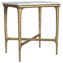 Coaster Furniture Baldwin 930091 Rectangular Marble Top Side Table - White and Gold IMAGE 1