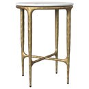  Coaster Furniture Baldwin 930081 Round Marble Top Side Table - White and Gold IMAGE 1