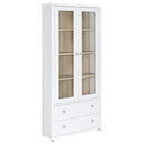  Coaster Furniture Hawthorne 953477 4-shelf Glass Door Tall Cabinet with Drawers - White IMAGE 1