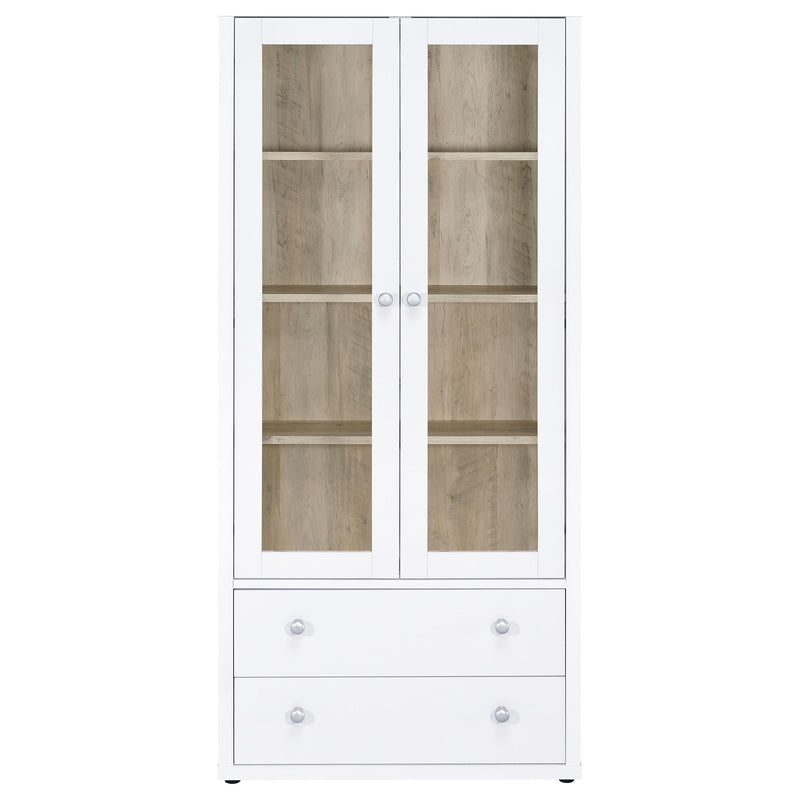  Coaster Furniture Hawthorne 953477 4-shelf Glass Door Tall Cabinet with Drawers - White IMAGE 3