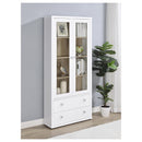  Coaster Furniture Hawthorne 953477 4-shelf Glass Door Tall Cabinet with Drawers - White IMAGE 9