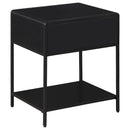  Coaster Furniture Amherst 930235 1-Drawer Radio Weave Cane Metal Bedside Table - Black IMAGE 5