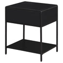  Coaster Furniture Amherst 930235 1-Drawer Radio Weave Cane Metal Bedside Table - Black IMAGE 6