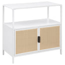  Coaster Furniture Amherst 961642 2-door Radio Weave Cane Metal Accent Cabinet - White IMAGE 1