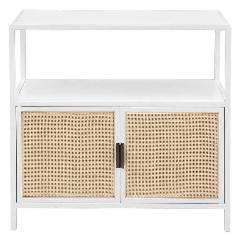  Coaster Furniture Amherst 961642 2-door Radio Weave Cane Metal Accent Cabinet - White IMAGE 2