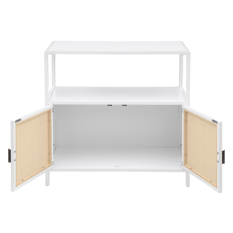  Coaster Furniture Amherst 961642 2-door Radio Weave Cane Metal Accent Cabinet - White IMAGE 3