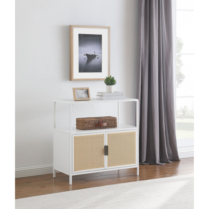  Coaster Furniture Amherst 961642 2-door Radio Weave Cane Metal Accent Cabinet - White IMAGE 9