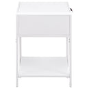  Coaster Furniture Amherst 930236 1-Drawer Radio Weave Cane Metal Bedside Table - White IMAGE 7