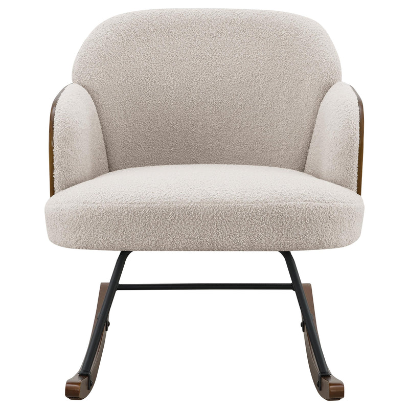  Coaster Furniture Paige 602625 Boucle Upholstered Mid Back Rocking Chair - Beige IMAGE 2