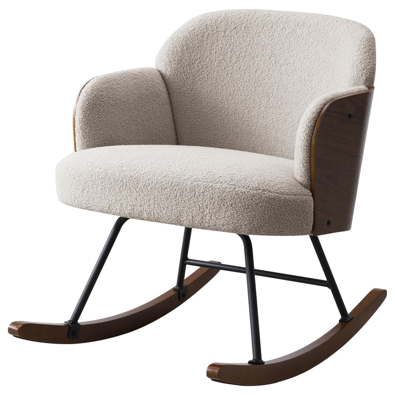  Coaster Furniture Paige 602625 Boucle Upholstered Mid Back Rocking Chair - Beige IMAGE 3
