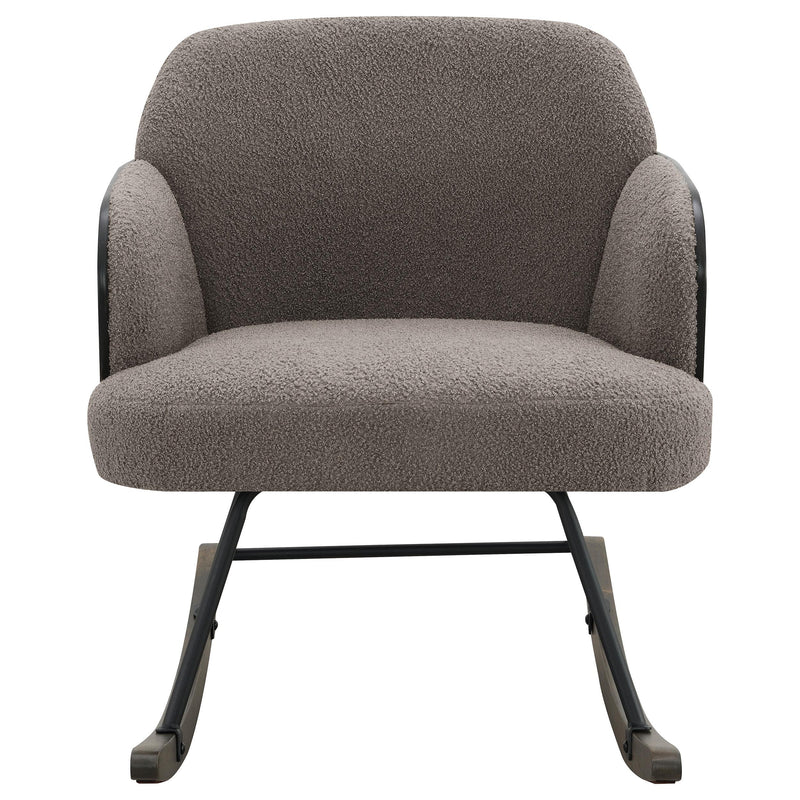  Coaster Furniture Paige 602626 Boucle Upholstered Mid Back Rocking Chair - Taupe IMAGE 2
