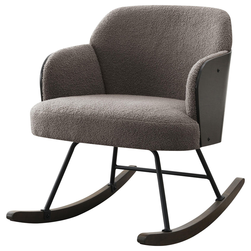 Coaster Furniture Paige 602626 Boucle Upholstered Mid Back Rocking Chair - Taupe IMAGE 3