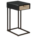  Coaster Furniture Amherst 931631 1-Drawer Radio Weave Cane Metal Side Table - Black IMAGE 1
