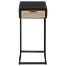 Coaster Furniture Amherst 931631 1-Drawer Radio Weave Cane Metal Side Table - Black IMAGE 2