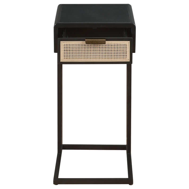  Coaster Furniture Amherst 931631 1-Drawer Radio Weave Cane Metal Side Table - Black IMAGE 3